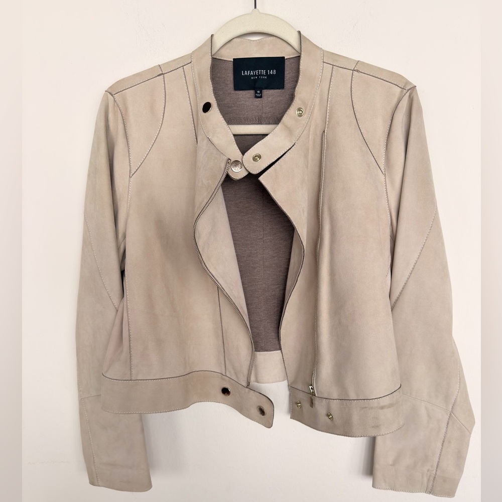 Lafayette 148 New York Tan Leather Jacket - Picture 2 of 7